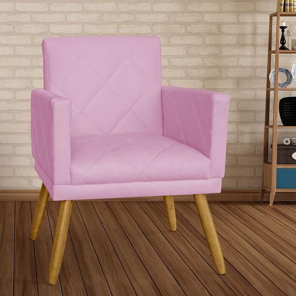 Imagem de Kit 02 Poltrona Decorativa Pés Palito Nina Estilo Matelassê Rosa - DS Estofados