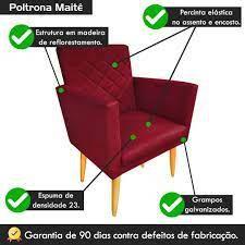 Imagem de Kit 02 Poltrona Decorativa+Puff Maitê Marsalla sala recepção