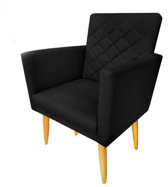 Kit 02 Poltrona Decorativa+Puff Maitê Suede Preto escritório - JBF Imagem de Kit 02 Poltrona Decorativa+Puff Maitê Suede Preto escritório