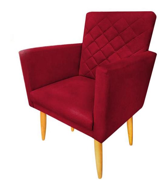 Imagem de Kit 02 Poltrona Decorativa+Puff Maitê Vermelho sala recepção