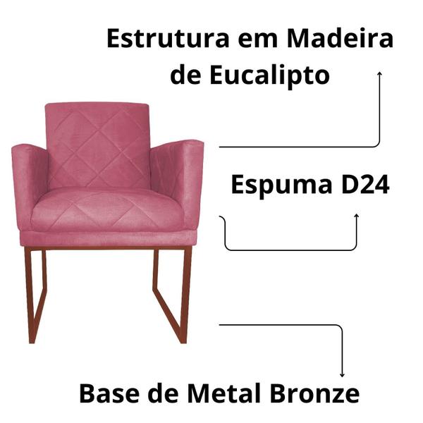 Imagem de Kit 02 Poltrona Decorativa Recepção Klara Base Bronze Suede