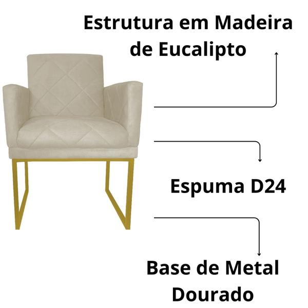 Imagem de Kit 02 Poltrona Decorativa Recepção Klara Base Dourada Suede