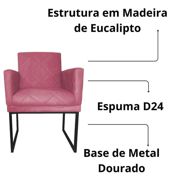 Imagem de Kit 02 Poltrona Decorativa Recepção Klara Base Preta Suede