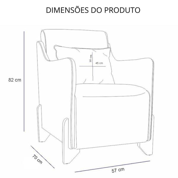 Imagem de Kit 02 Poltrona Heloisa Pés Madeira Veludo com material sintético Marrom