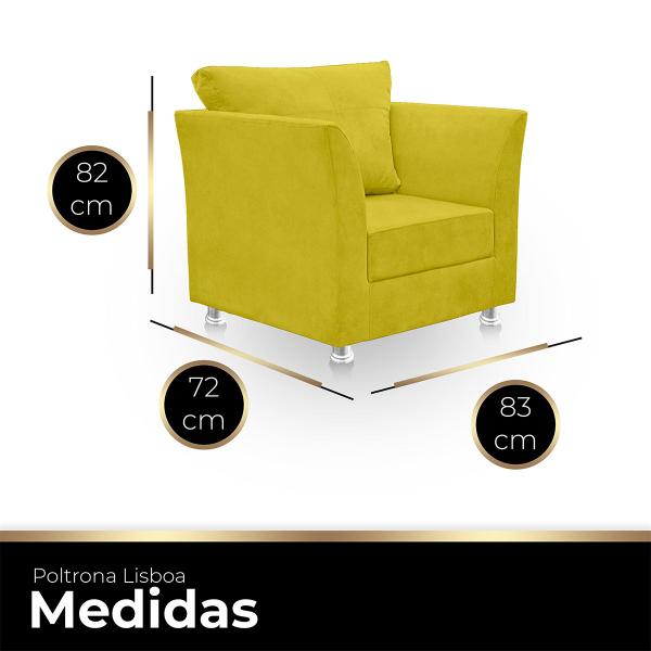 Imagem de Kit 02 Poltrona Lisboa Decorativa  Suede Amarelo-CASA DA POLTRONA 