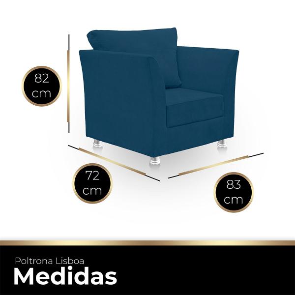 Imagem de Kit 02 Poltrona Lisboa Decorativa  Suede Azul Marinho-CASA DA POLTRONA 