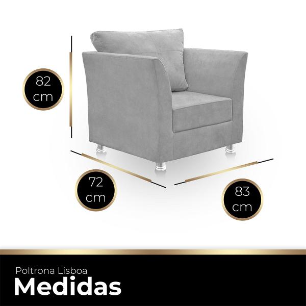 Imagem de Kit 02 Poltrona Lisboa Decorativa  Suede   Cinza Claro -CASA DA POLTRONA 