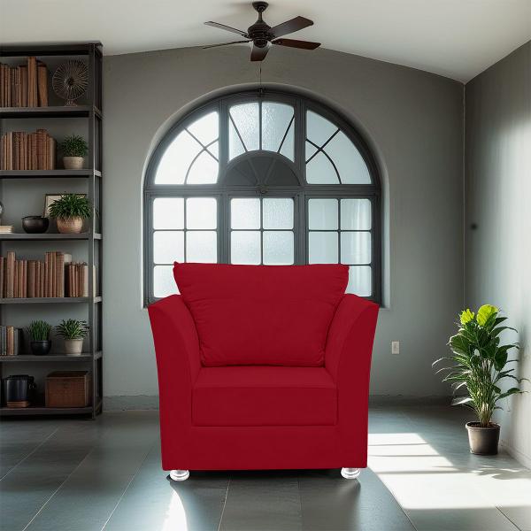 Imagem de Kit 02 Poltrona Lisboa Decorativa  Suede Vermelho-CASA DA POLTRONA 