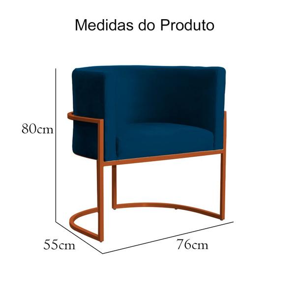 Imagem de Kit 02 Poltrona Luana Base Bronze Para Sala Veludo Cores - DS Estofados