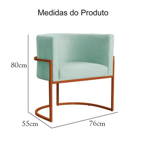 Imagem de Kit 02 Poltrona Luana Luxo Veludo Acqua Base Bronze - FM