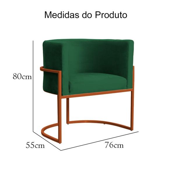 Imagem de Kit 02 Poltrona Luana Luxo Veludo Verde Base Bronze - FM