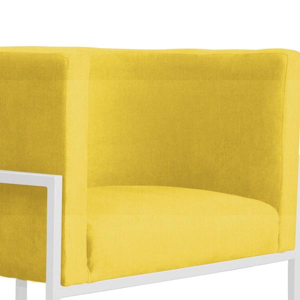 Imagem de Kit 02 Poltrona Luana Suede Amarelo Base Branca Luxo  - FM