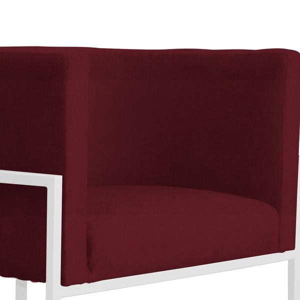 Imagem de Kit 02 Poltrona Luana Suede Bordo Base Branca Luxo  - FM