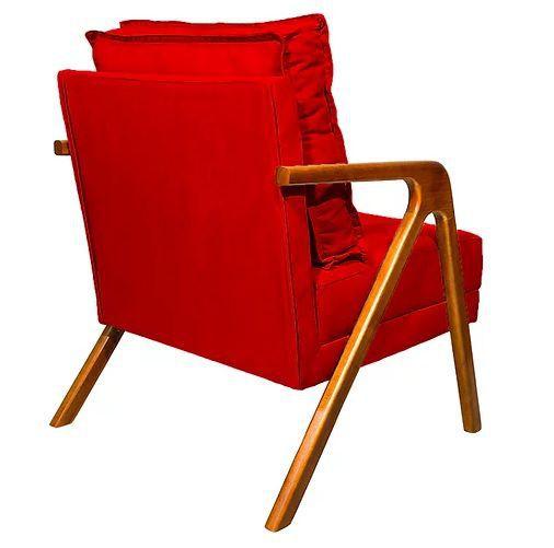 Imagem de Kit 02 Poltrona Marilia Sala De Estar Suede Vermelho - Hellen Decor