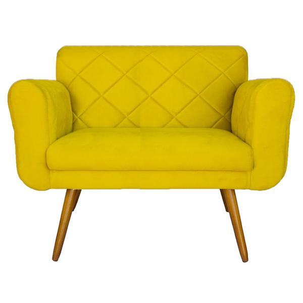 Imagem de Kit 02 Poltrona + Namoradeira Sofá Isabella Sala Recepção Amarelo - Dl Decor