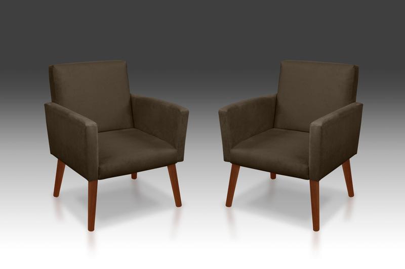 Imagem de KIT 02 Poltrona Nina suede Marrom -Modena  Decor 