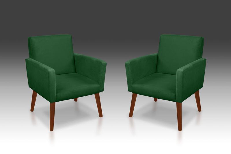 Imagem de Kit 02 Poltrona Nina suede Verde- Modena Decor 