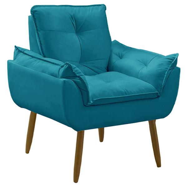 Imagem de Kit 02 Poltrona Opala decorativa pés palito azul turquesa