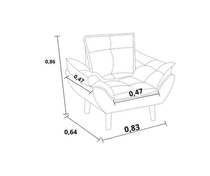 Imagem de Kit 02 Poltrona Opala Decorativa Suede Cinza Escuro