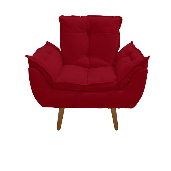 Imagem de Kit 02 Poltrona Opala Decorativa Suede Vermelho