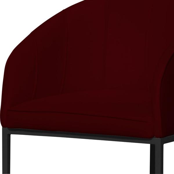 Imagem de Kit 02 Poltronas Banqueta Mia Decorativa Tecido Em Suede Base Metal Preta - Estopar