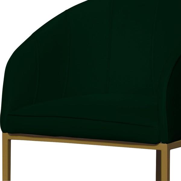 Imagem de Kit 02 Poltronas Banqueta Mia Decorativa Tecido Suede Base Metal Dourada - Estopar