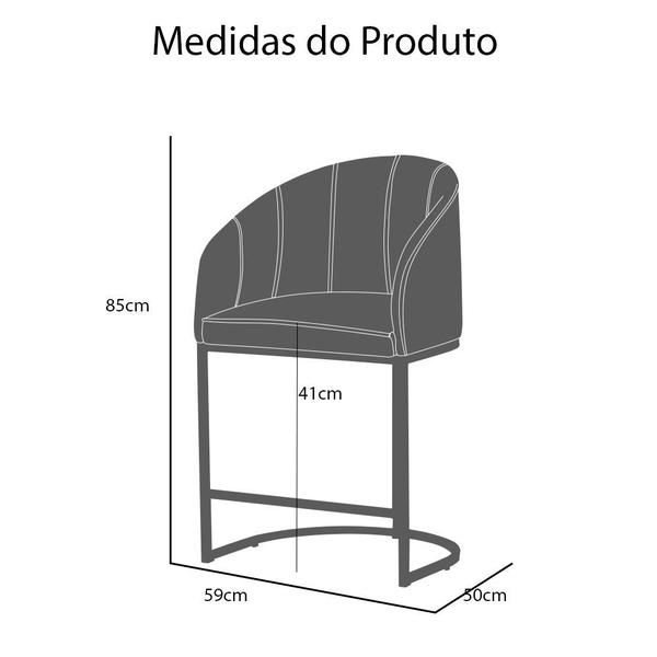 Imagem de Kit 02 Poltronas Banqueta Mia Estofada Tecido Em Suede Base Metal Branco - Estopar