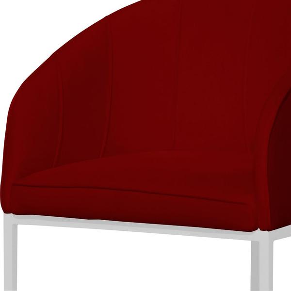 Imagem de Kit 02 Poltronas Banqueta Mia Estofada Tecido Em Suede Base Metal Branco - Estopar