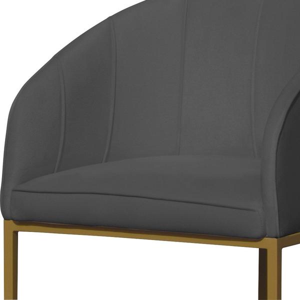 Imagem de Kit 02 Poltronas Banqueta Mia Tecido Suede Base Metal Dourada - Estopar