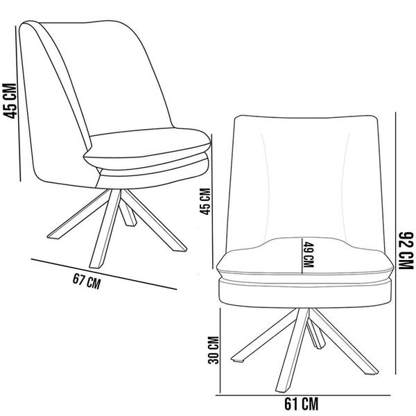 Imagem de Kit 02 Poltronas Base Giratória Pérsia D02 Veludo Azul Marinho C-304 Material Sintético Preto B-97 - Lyam Decor