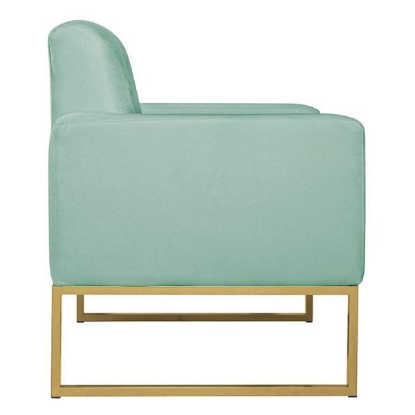 Imagem de Kit 02 Poltronas Bella Base de Ferro Dourado Suede AzulTiffany - Amarena Móveis