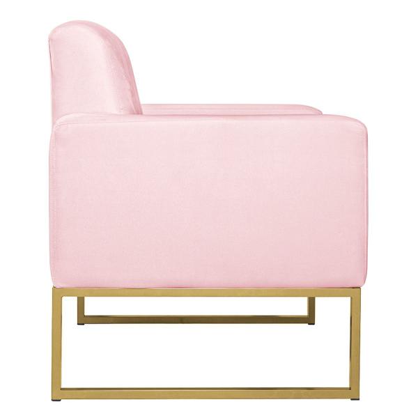 Imagem de Kit 02 Poltronas Bella Base de Ferro Dourado Suede - Doce Sonho Móveis