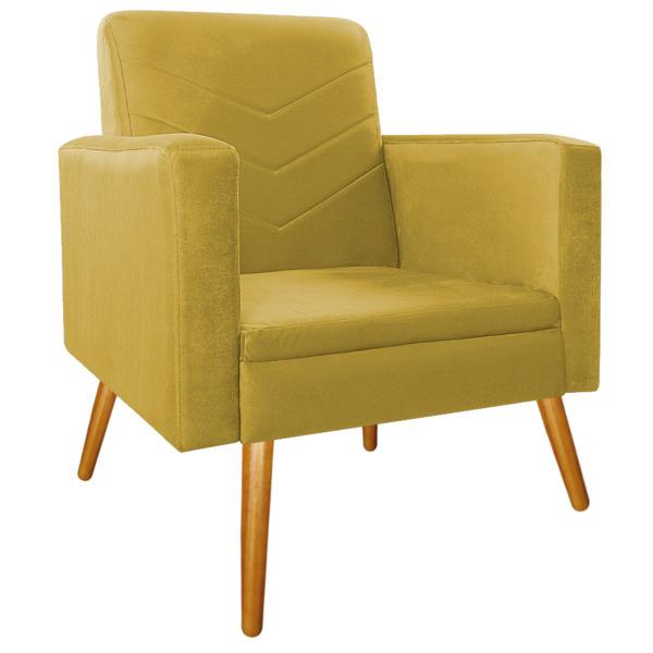 Imagem de Kit 02 Poltronas Bella Pés Palito Mel Suede Amarelo - ADJ Decor