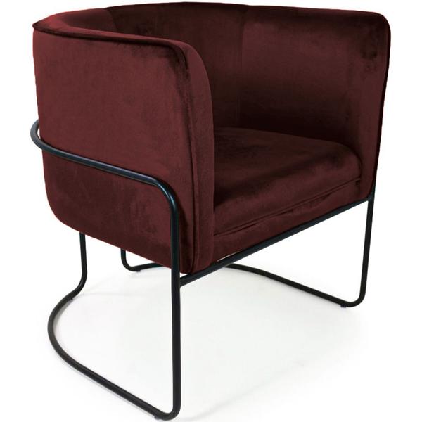 Imagem de Kit 02 Poltronas Betina Base Preto Veludo Marsala - Nexta Casa