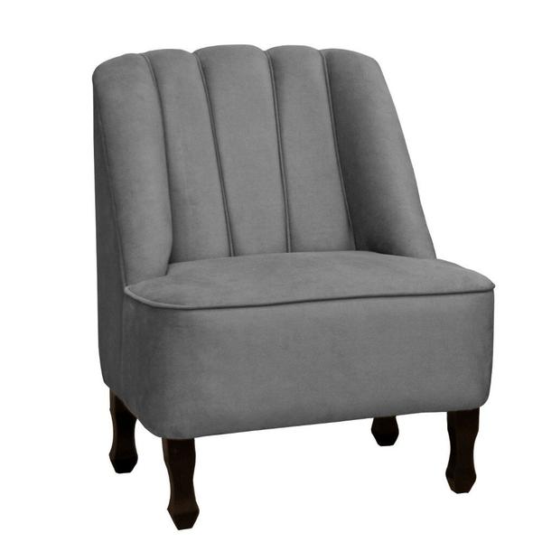 Imagem de Kit 02 Poltronas Cadeira Carlita Classic Luxo Para Escritório Sala Suede Cinza - Ahazzo Móveis