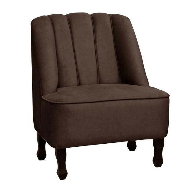 Imagem de Kit 02 Poltronas Cadeira Carlita Classic Luxo Para Escritório Sala Suede Marrom - Ahazzo Móveis