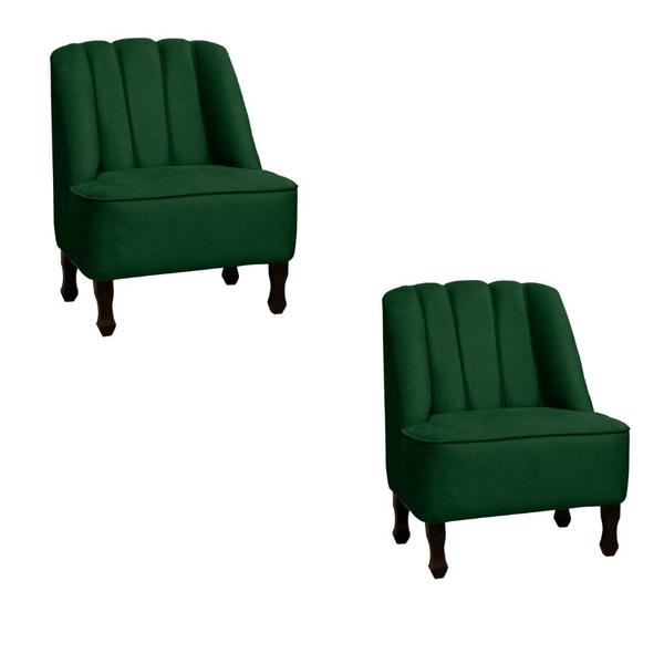 Imagem de Kit 02 Poltronas Cadeira Carlita Classic Luxo Para Escritório Sala Suede Verde - Ahazzo Móveis