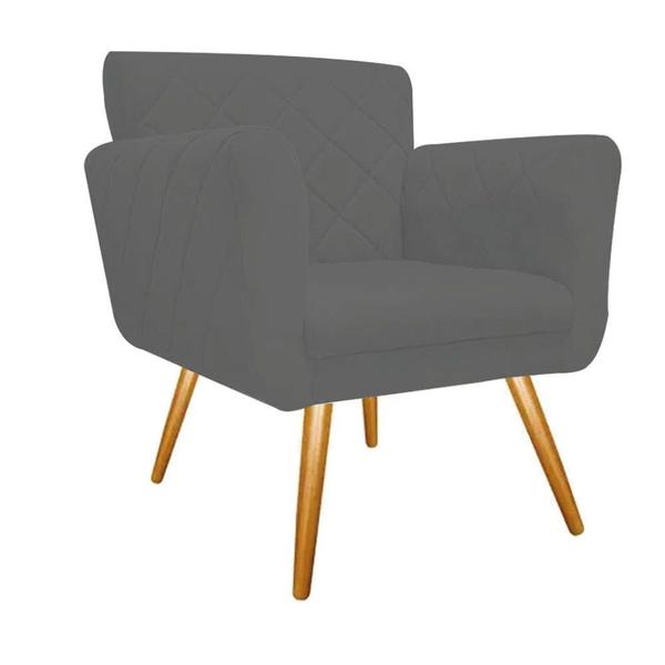 Imagem de Kit 02 Poltronas Cadeira Decorativa Cloe  Pé Palito Para Sala de Estar Recepção Escritório Suede Cinza - Damaffê Móveis