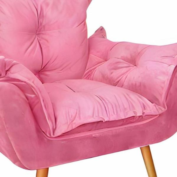 Imagem de Kit 02 Poltronas Cadeira Fatte Confort Recepção Sala de Jantar Escritório Suede Rose - Ahazzo Móveis