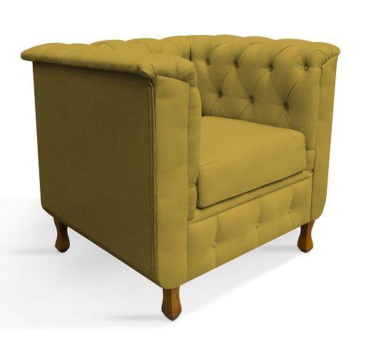 Imagem de Kit 02 Poltronas Chesterfield Retro Capitonê Suede Amarelo - Meu Lar Decorações de Ambientes