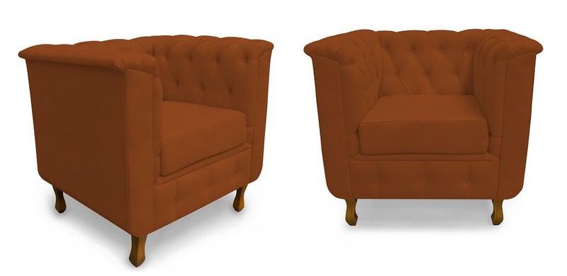 Imagem de Kit 02 Poltronas Chesterfield Retro Capitonê Suede Terracota - Meu Lar Decorações de Ambientes