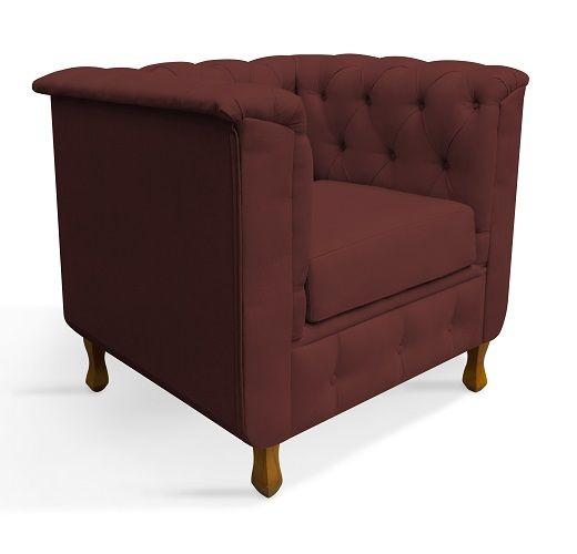 Imagem de Kit 02 Poltronas Chesterfield Retro Capitonê Suede Vinho - Meu Lar Decorações de Ambientes