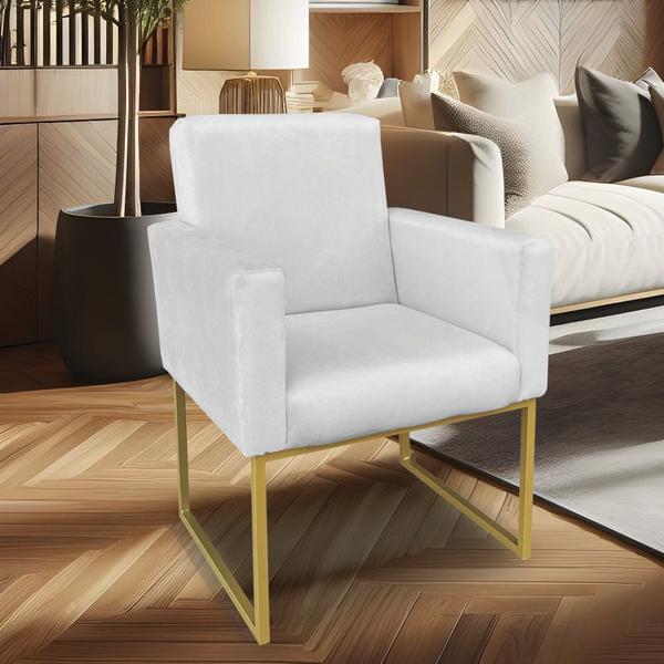 Imagem de Kit 02 Poltronas Clarice Veludo Base Metálica Industrial Dourado - Pallazio