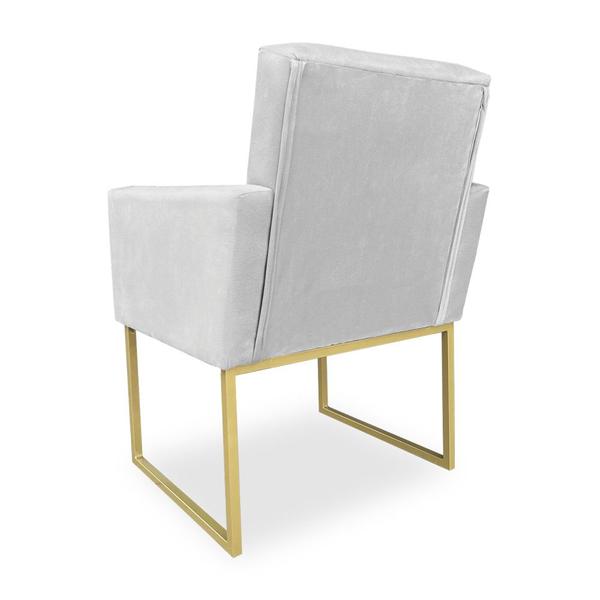 Imagem de Kit 02 Poltronas Clarice Veludo Cinza Base Metálica Industrial Dourado - Pallazio