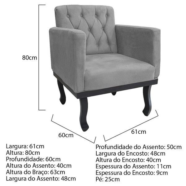 Imagem de kit 02 Poltronas Classic Pés Luís XV Suede Cinza - ADJ Decor