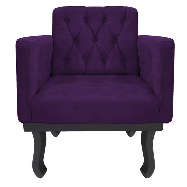 Imagem de kit 02 Poltronas Classic Pés Luís XV Suede Roxo - ADJ Decor