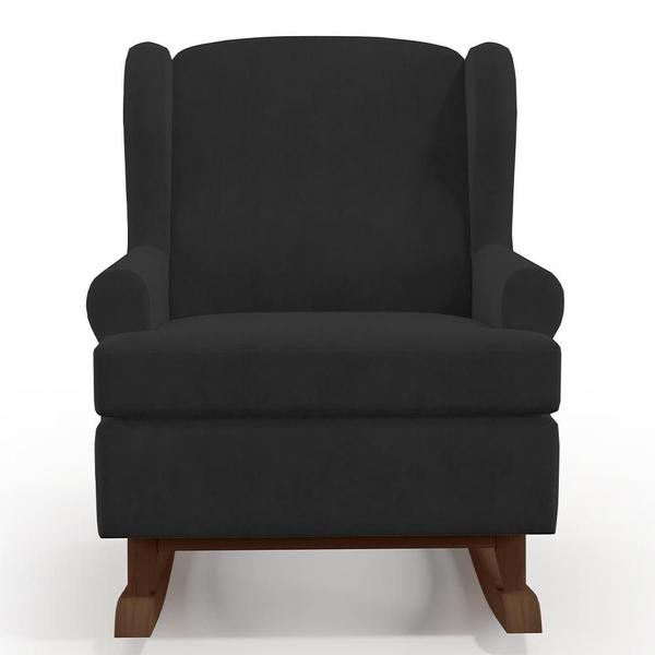 Kit 02 Poltronas De Amamentação Com Balanço Malu Base De Madeira P02 Suede Preto - Lyam Decor Imagem de Kit 02 Poltronas De Amamentação Com Balanço Malu Base De Madeira P02 Suede Preto - Lyam Decor