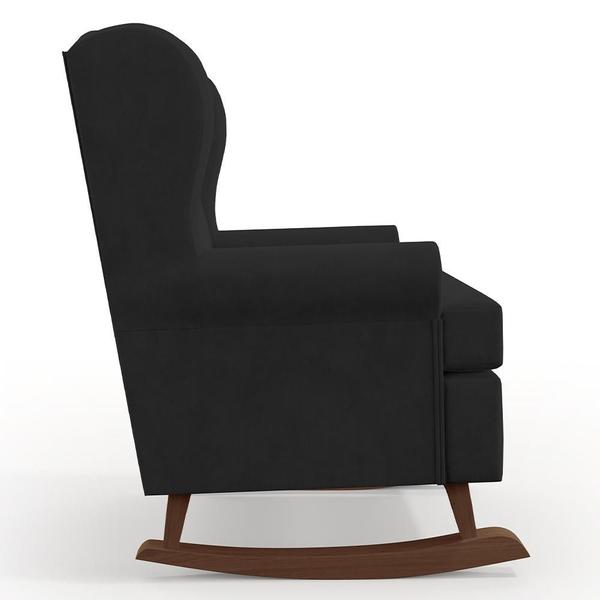 Kit 02 Poltronas De Amamentação Com Balanço Malu Base De Madeira P02 Suede Preto - Lyam Decor Imagem de Kit 02 Poltronas De Amamentação Com Balanço Malu Base De Madeira P02 Suede Preto - Lyam Decor