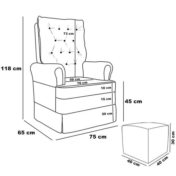 Imagem de Kit 02 Poltronas De Amamentação E Descanso Com Balanço Laís G05 Veludo Bege - Mpozenato