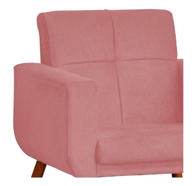 Imagem de Kit 02 Poltronas Decor 4 Pés Palitos Havana Suede Rosa Claro